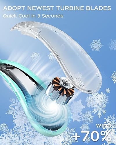 Miniatura 2 de Ventilador de cuello, ventilador portátil alrededor del cuello, ventilador personal con batería de 4000 mAh con USB recargable, 3 velocidades de