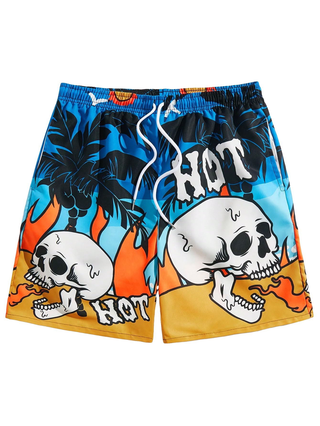 GORGLITTER Men's Skull Graphic Print Track Shorts Drawstring Waist Workout Running Shorts