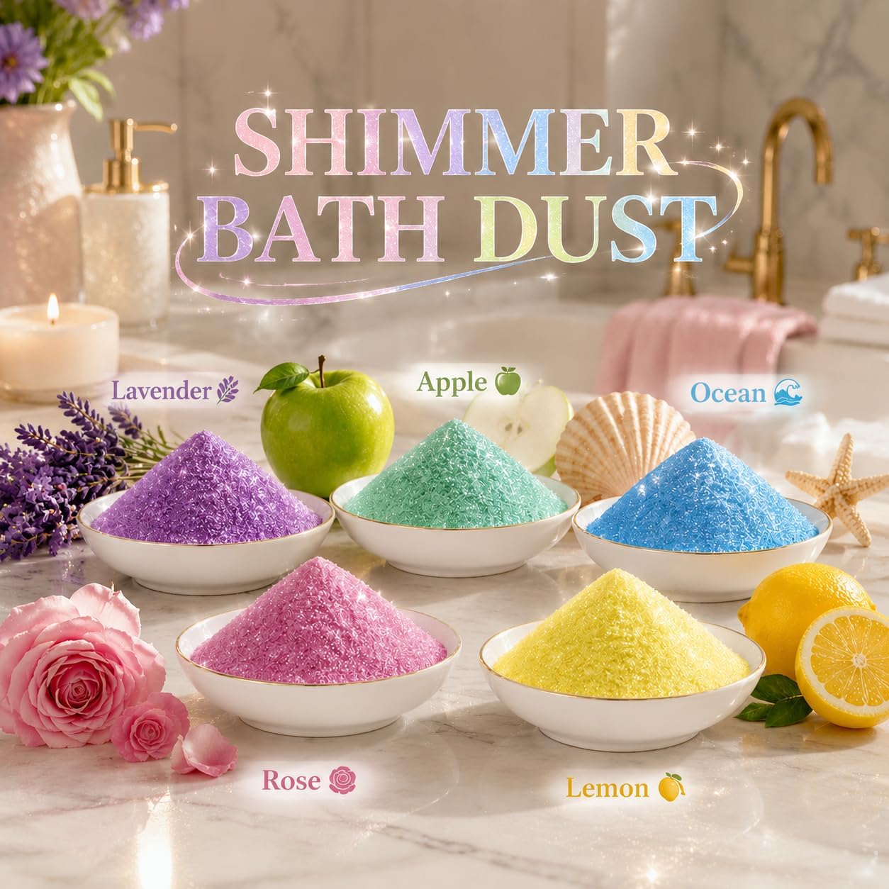 Shimmer Bath Bombs, Bagged Bathbomb Sparkling Bath Dust