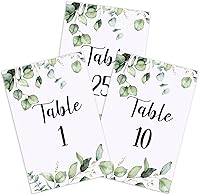 Vista 1 de Zonon 26 Piezas Tarjetas de Números de Mesa de Boda 1-25 con Números de Mesa Principal Tarjetas de Doble Cara de Follaje de Eucalipto Centros
