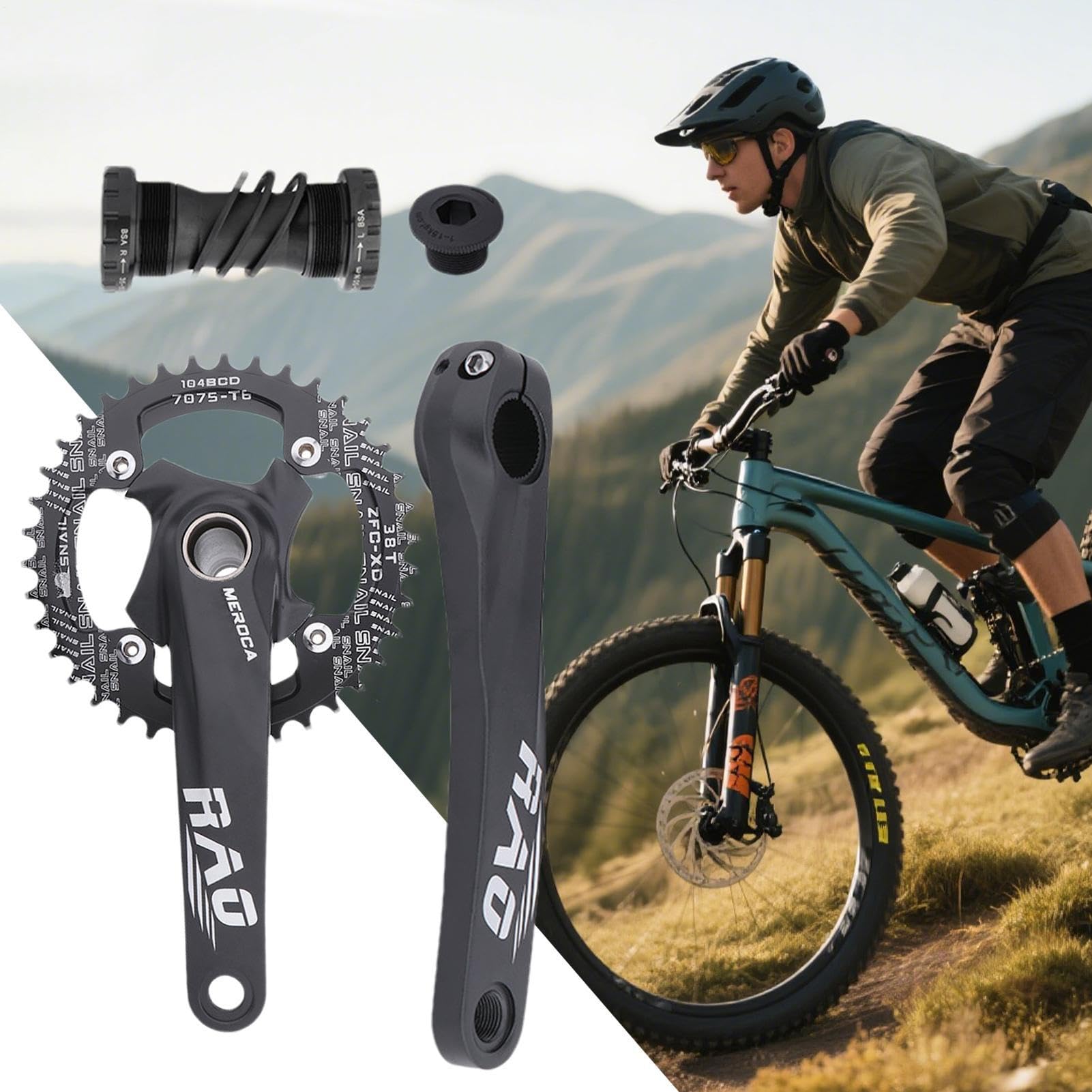 Korba rowerowa, zintegrowana korba rowerowa, 170 mm, lekki dolny wspornik ze stopu aluminium dla rowerzysty, kolarstwa szosowego, kolarstwa górskiego, dojazdów do pracy