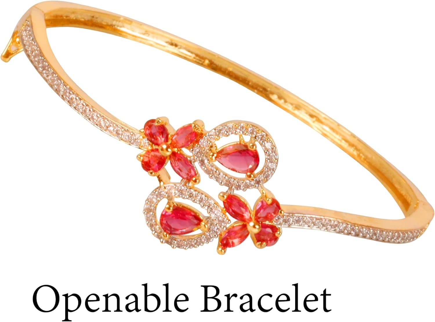 Touchstone Indian Bollywood Impressive Cubic Zirconia CZs Designer Jewelry Bracelet in Gold Or White Tone for Women.
