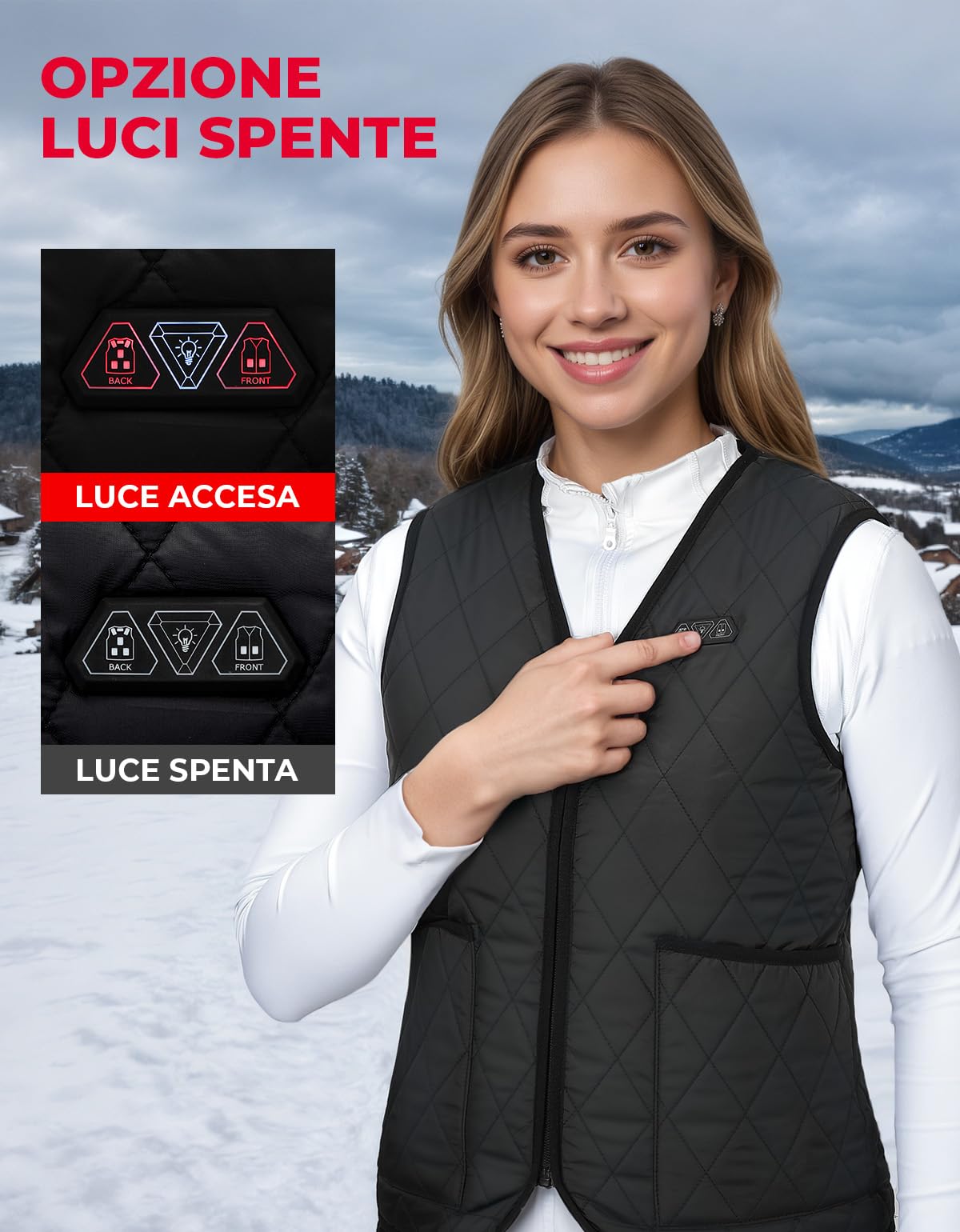 KEMIMOTO Gilet Riscaldato Donna, Elettrico Gilet Riscaldato con 8 Elementi Riscaldanti, USB Giubbotti Riscaldati con 3 Temperature per Lavoro Sci Escursionismo Caccia Moto (Senza Batteria)