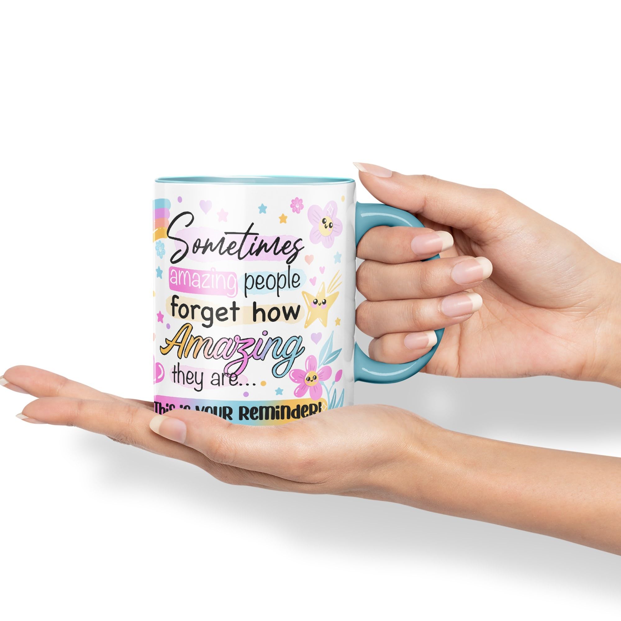 Vixar Sometimes Amazing People Forgot... Coloured Ceramic Mug Cup Gift 330ml 11oz Work Office Tea Coffee Gift (Turquoise) - Image 4