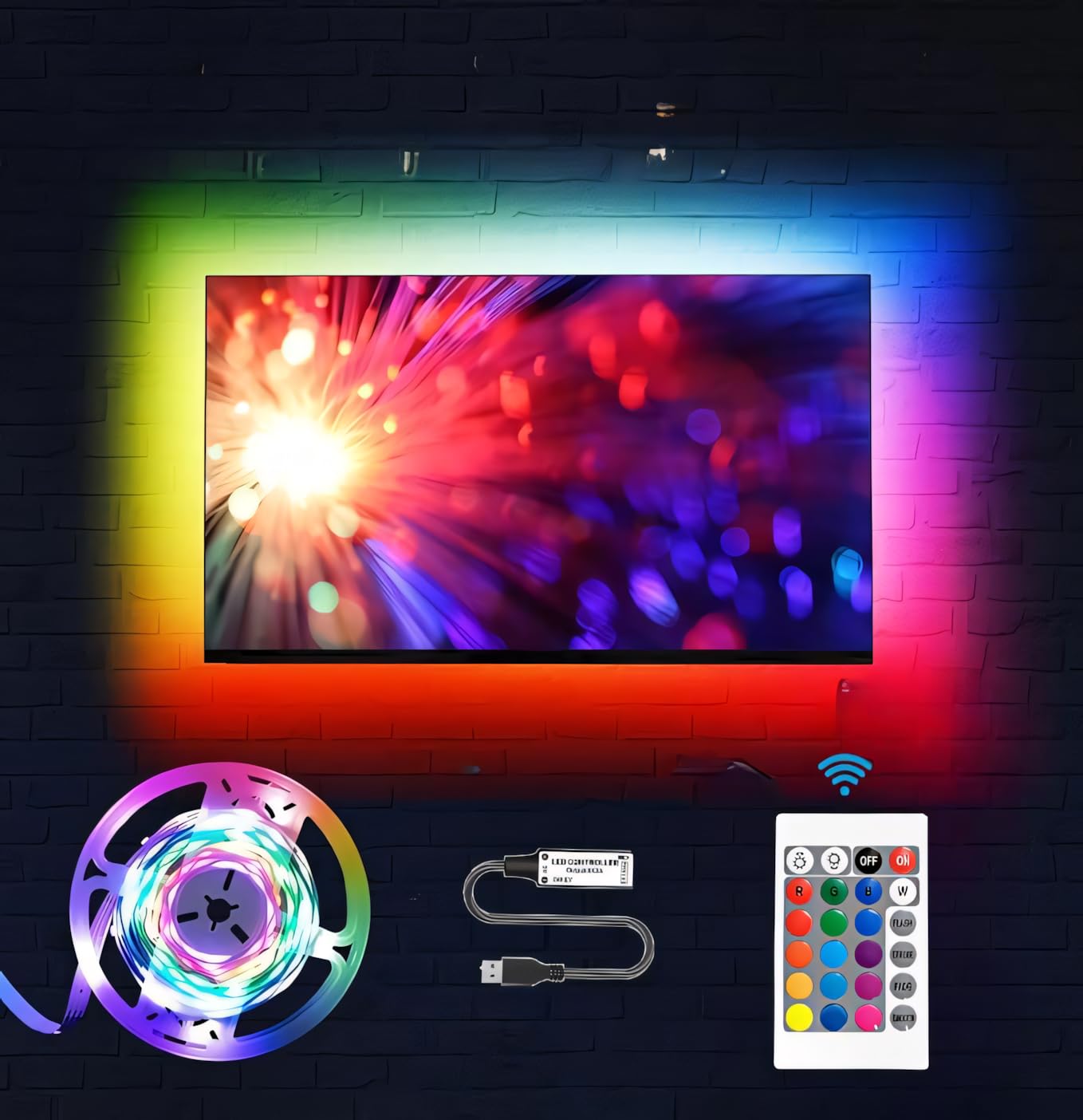 One94Store USB 5V 5050 RGB LED Flexible Strip Light Multi-Color Changing Lighting with Remote Controller for Tv Background PC Bedroom Ambiance, Festive Decor Lighting (5 Meter for 49-85" TVs) (B0CRL7695C) Amazon Price History, Amazon Price Tracker