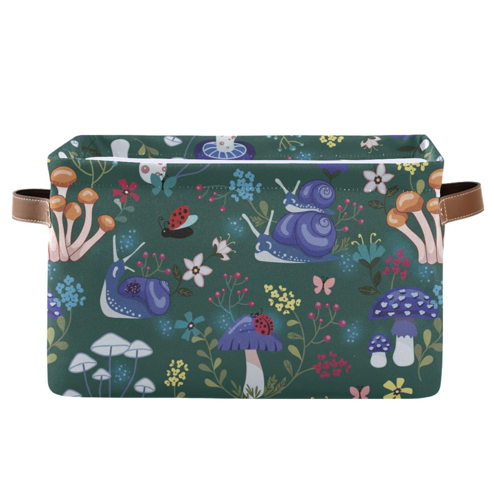 Mushrooms Rectangle Storage Basket Collapsible Storage Bin for Nursery Toys Books Waterproof Canvas Baskets for Closet Shelves Bedroom Home Decor 1 Pack