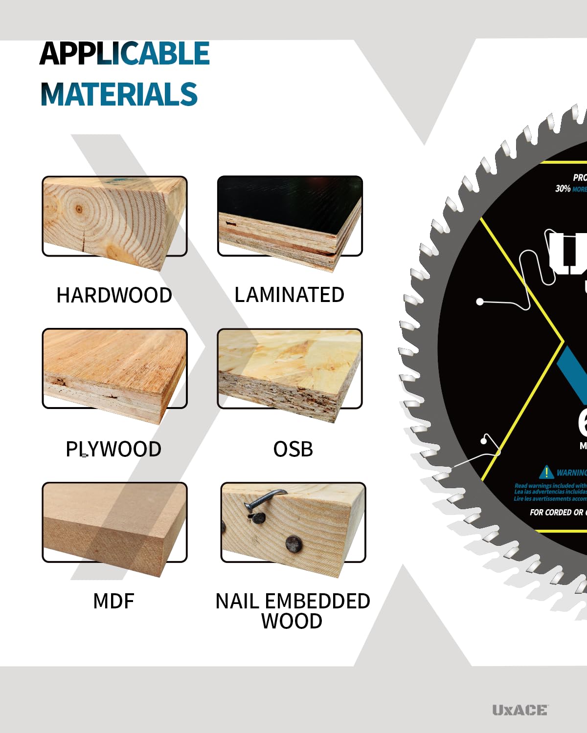UXACE 60 Tooth Circular Saw Blade - Premium Wood Cutting -6 UXACE 60 Tooth Circular Saw Blade - Premium Wood Cutting -6