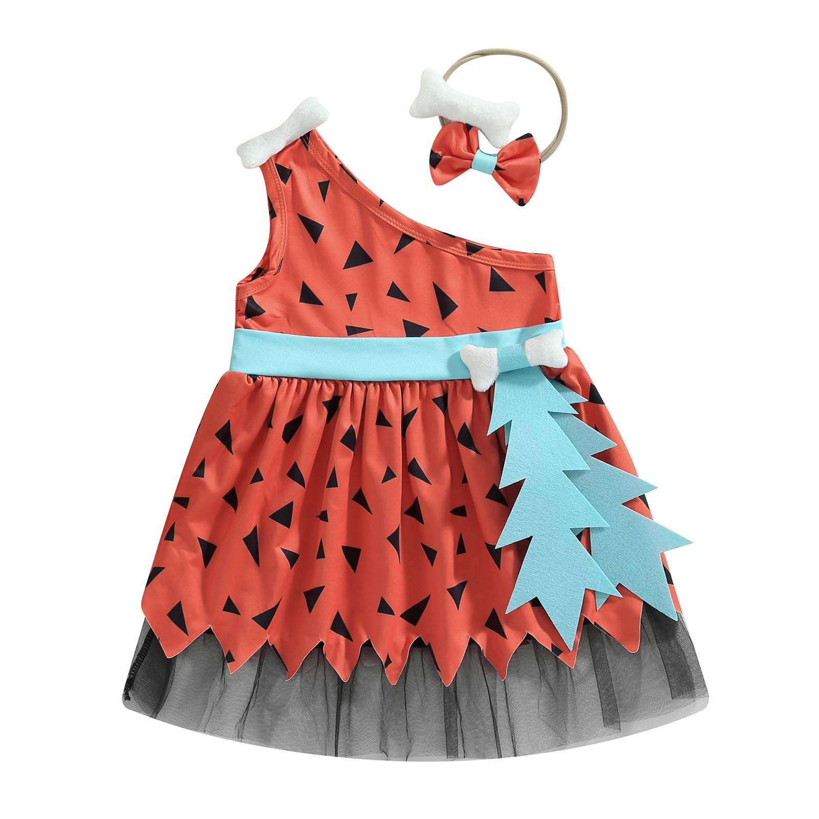 Nsywmzy Halloween Girls Caveman Costume 1-12T Historical Stone Age Birthday Outfits Cosplay Tutu Dress Party Photo Shoot (Red Dress 3, 6-12 Months)