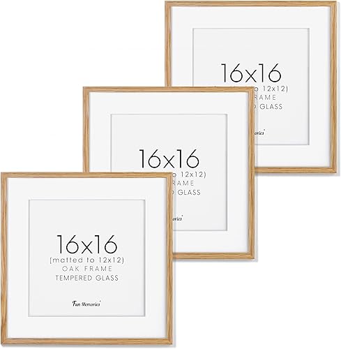 Miniatura 139 de Portarretratos de madera maciza de roble blanco de 4 x 4 pulgadas, marco de fotos cuadrado con vidrio templado real, marco rústico de madera