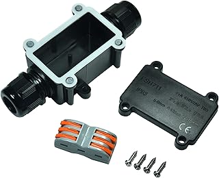 Waterproof IP68 External Junction Box, 2 Way Plug Line M20 Coaxial Cable Connector Wire Range 5 to 9mm Outdoor External Electric Power Cord Boxes (Black-1Pack)