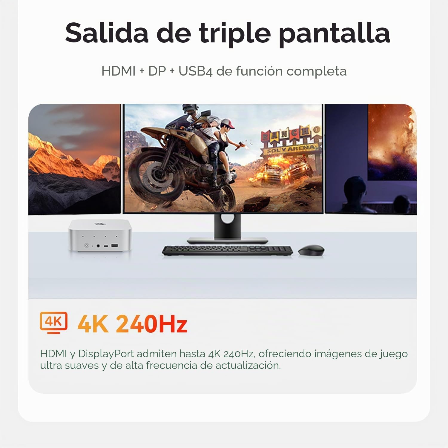Beelink SER9 Pro Mini PC, AMD Ryzen R7 H255 (8C/16T, hasta 4,9 GHz), 24 GB de RAM LPDDR5X, SSD M.2 de 1 TB, Mini PC 4K a 240 Hz, Triple Pantalla 4K (HDMI/DP/USB 4), Bluetooth 5.2, Wi-Fi 6, 2,5 GbE