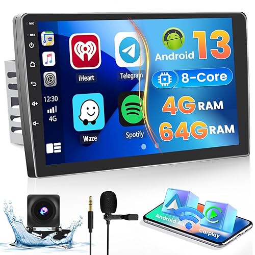 [4+64G] Hikity Android 13 Car Stereo Double Din Radio, 10.1