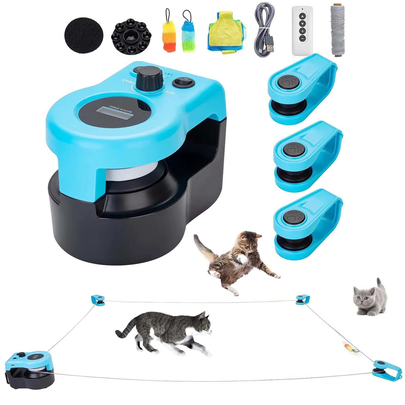 Juguete Interactivo for Gatos de Interior, Juguete de Caza de ratón de Gato, Juguetes de Plumas de Gato, Juguetes Inteligentes de Plumas de Gato, Cinta de Correr, Control automático