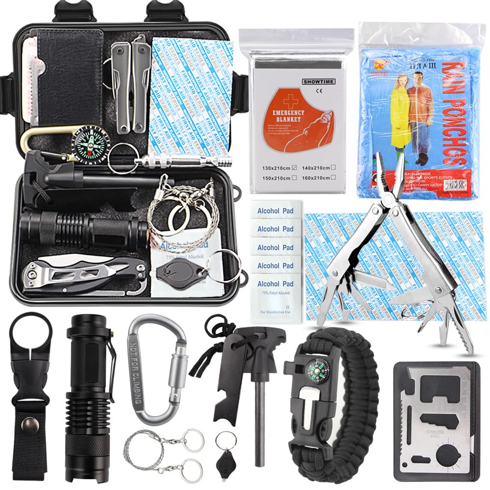 EMDMAK Survival Kit Outdoor Emergency Gear Kit for Camping Hiking Travelling or Adventures