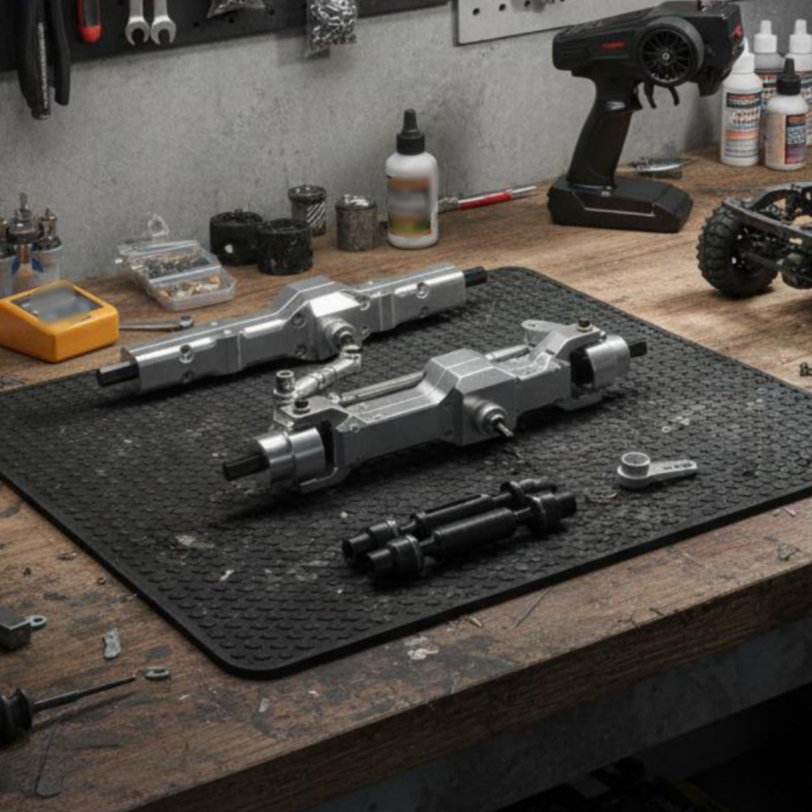 Eje de Vehículo Conjunto Eje Delantero Trasero Transmisión Tracción Carcasa de Metal Reforzada Renovación Completa para RC 1/10 C74 y /16 Adecuado para Escalada Rutas Aficionados, Rojo
