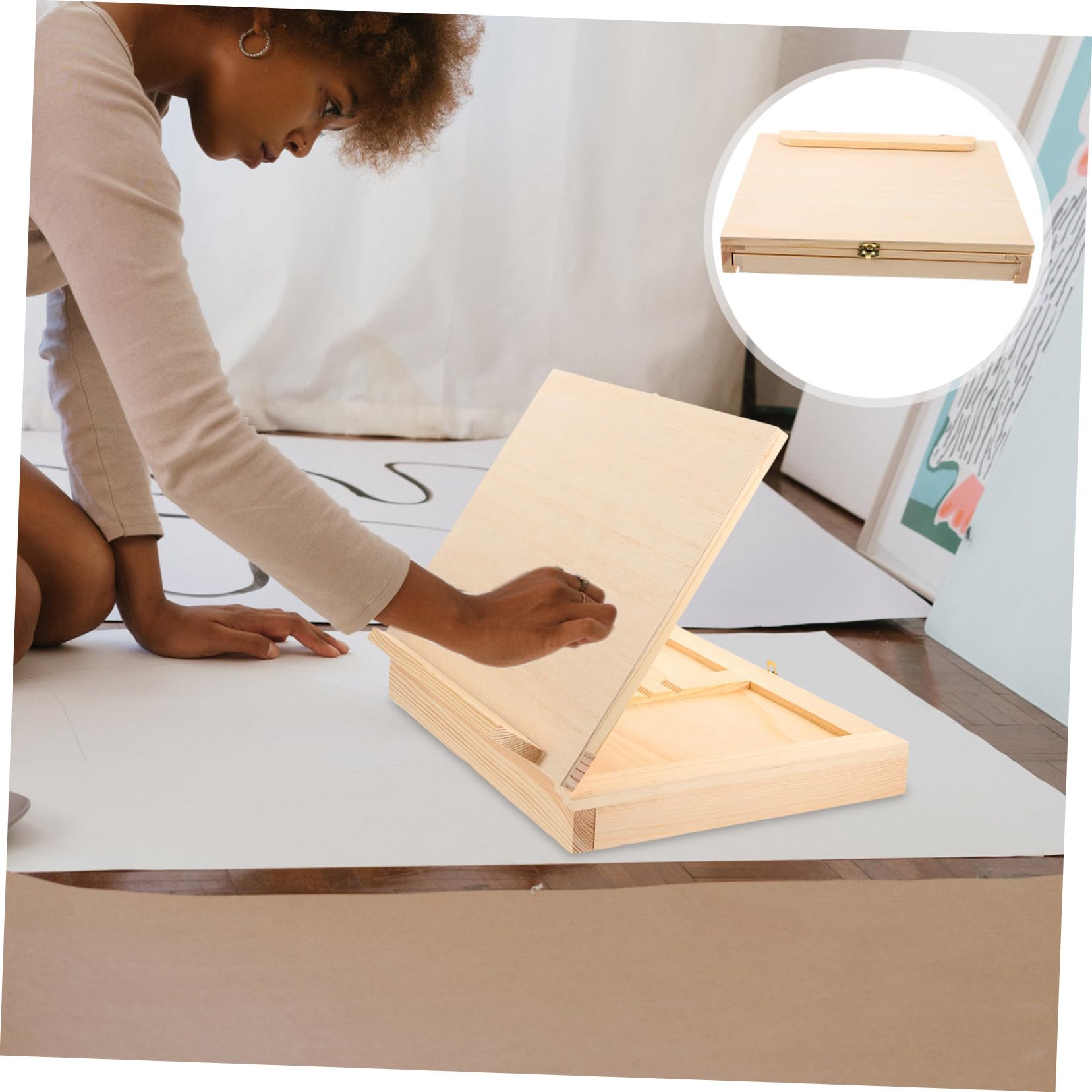 AUTSUPPL Wood with Drawer Portable Drawing Easel for Artists Outdoor Painting Board Lightweight Durable