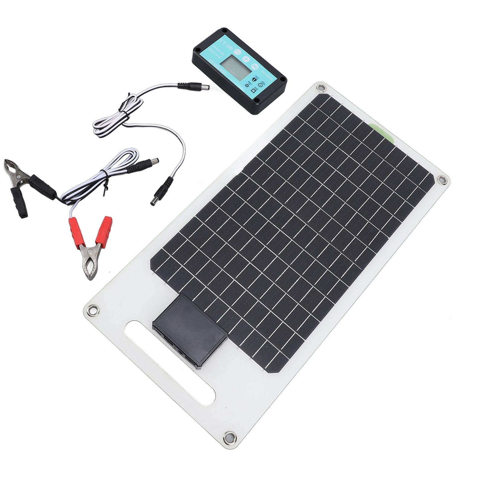 Aramox Ensemble de Contrôleurs de Panneaux Solaires en Silicium Monocristallin, Contrôleur de Charge Solaire 50 W 12 V 24 V avec Régulateur 100 A Double USB Type C DC pour Camping-car, Bateau,