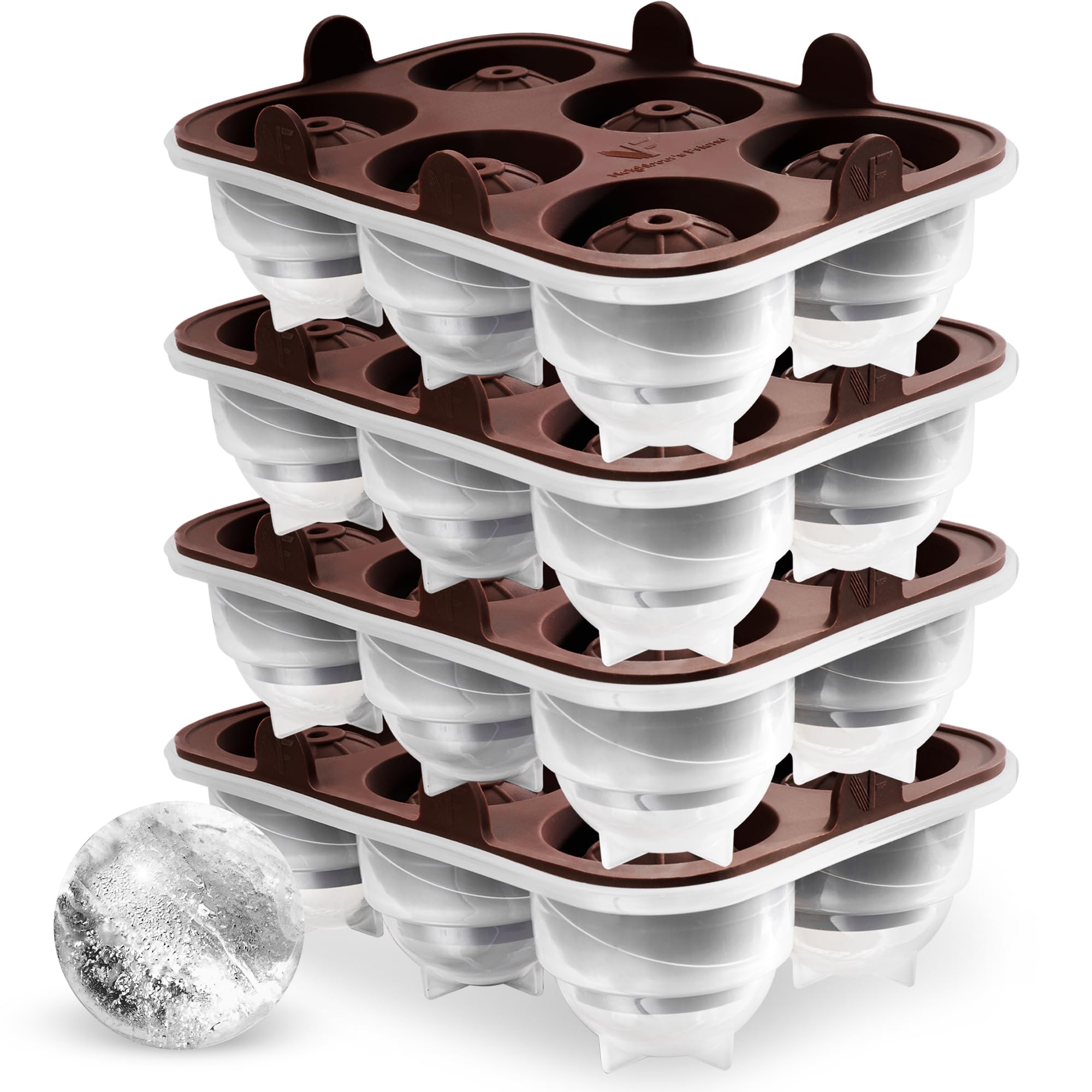 Neighbour's Friend Patentierte Eiskugelform & Eiswürfelform aus Platinsilikon mit Deckel für Cocktails, Whisky, Longdrinks, Iced Coffee & Infused Water – BPA-frei & spülmaschinengeeignet