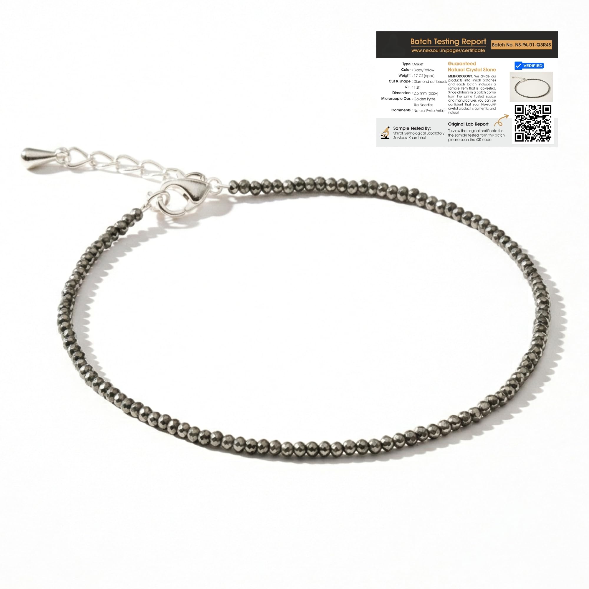 Raw Pyrite Anklet for Women | Pyrite Stone Anklet for Wealth, Confidence & Financial Positivity | Natural Crystal Jewelry – Best Gift Item for Women-image-47