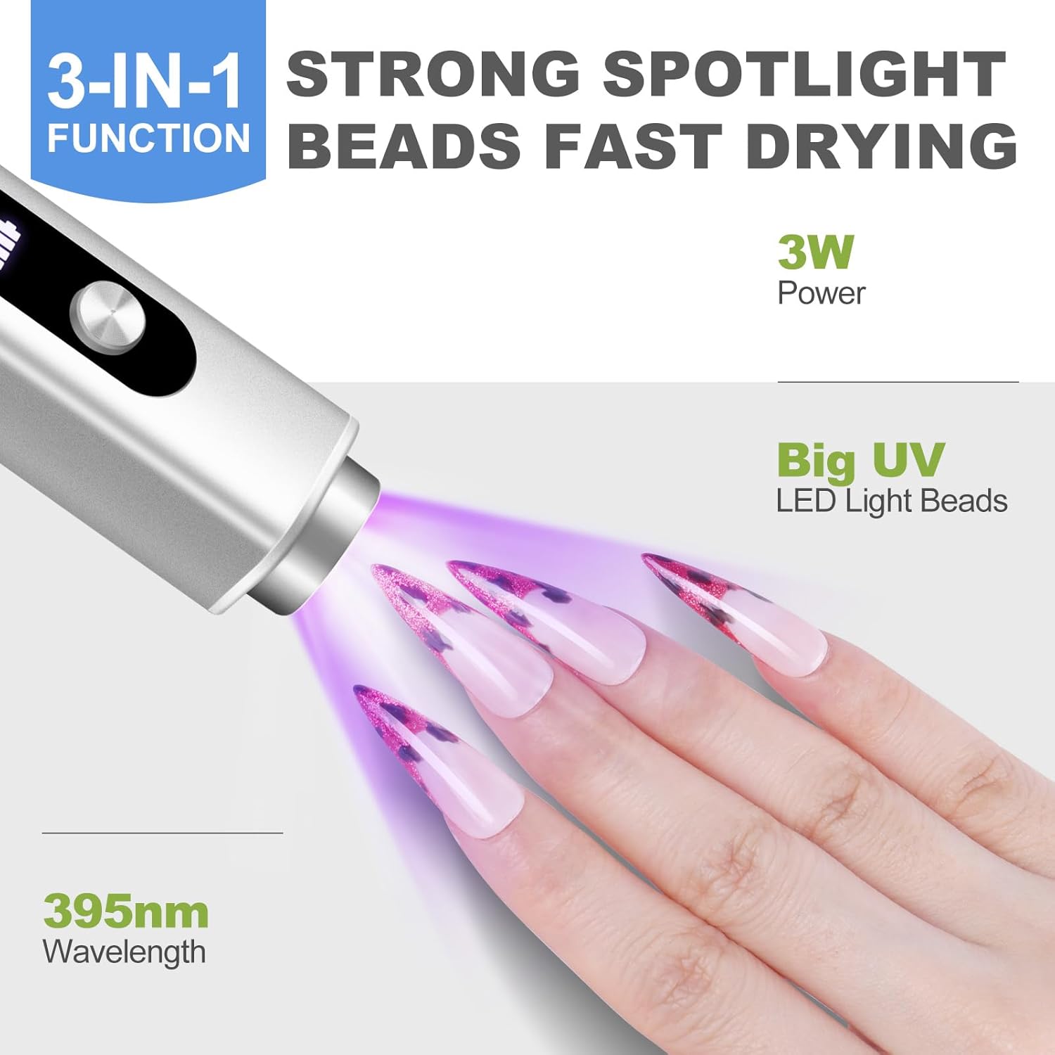 NXJ INFILILA 手持ちUVネイルライト、ミニシルバー 【楽天スーパーSALE