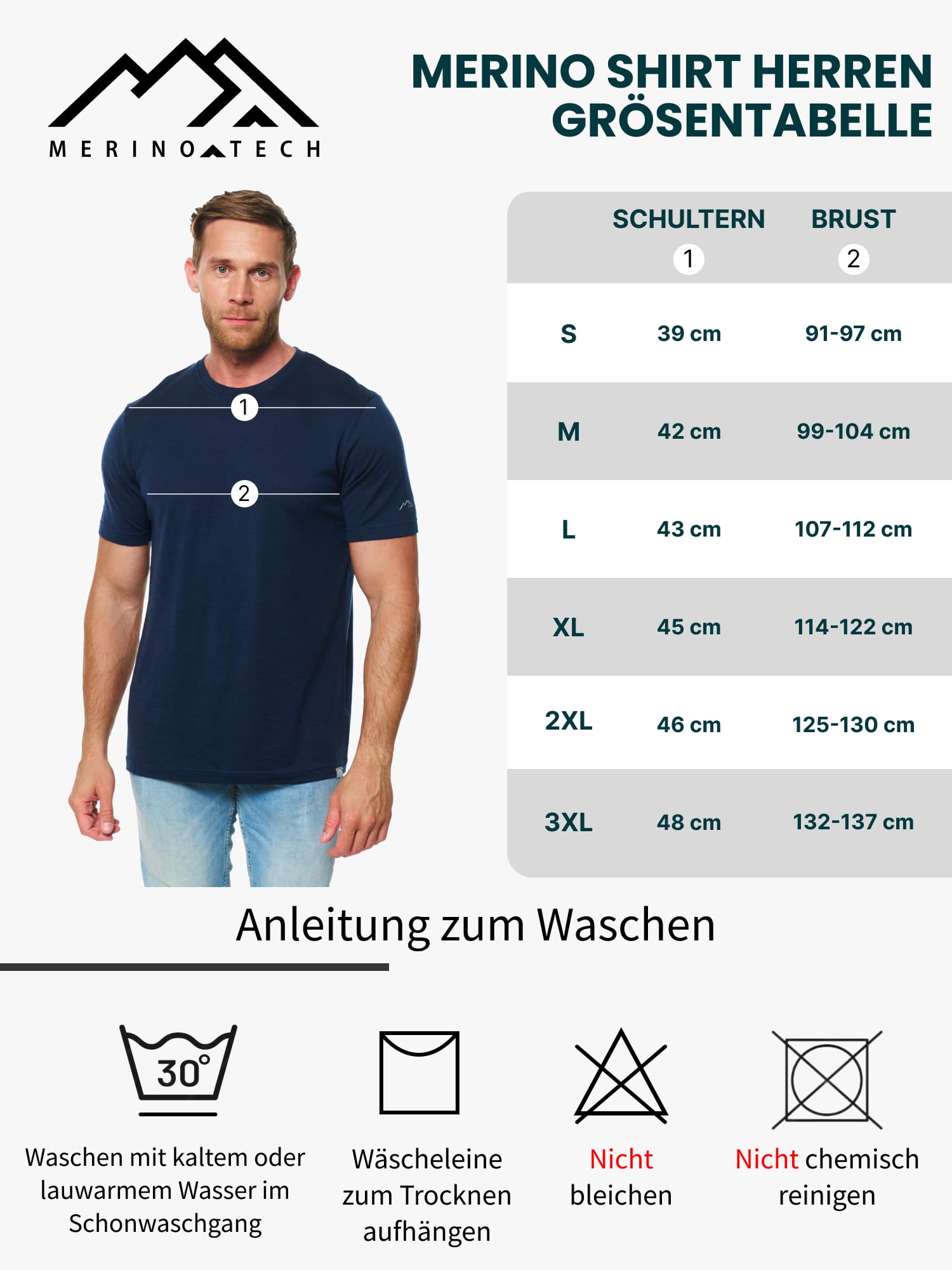 100% Merino Wolle Tshirt Herren - Merino Shirt Herren, Unterhemden Männer, Sports & Outdoor Gym Shirt