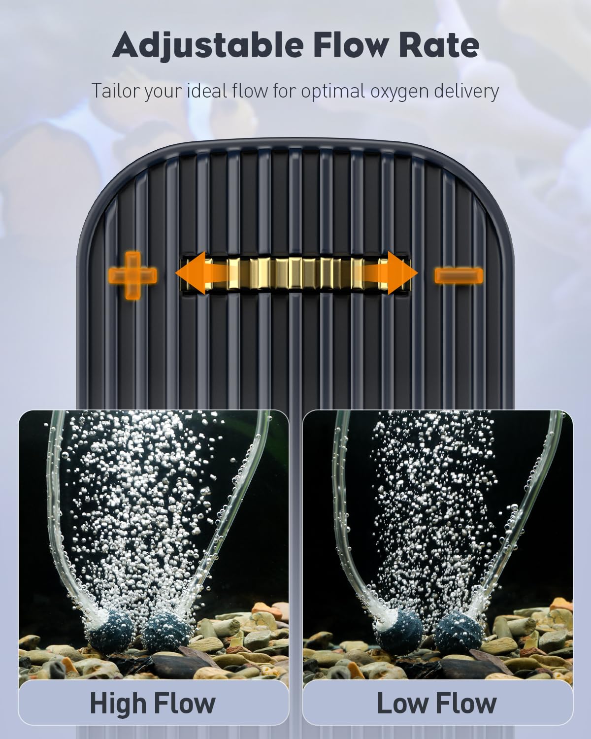 Pawfly Aquarium-Luftpumpe, 416 L/h Luftpumpe für Aquarien bis zu 606 L, extrem leise, einstellbare Sauerstoffpumpe mit Luftschlauch, Ausströmerstein und Rückschlagventil, Belüfter für Fische
