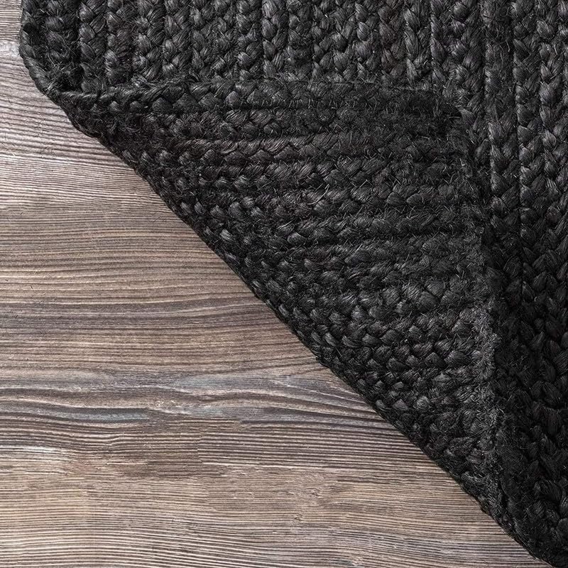 Image of F R Creation Jute Reversible Braided Natural & Handwoven Jute Carpet, Carpet for Living Room Braided Rug, Offices Carpet, Guest Room Size (7X10 Feet Black)