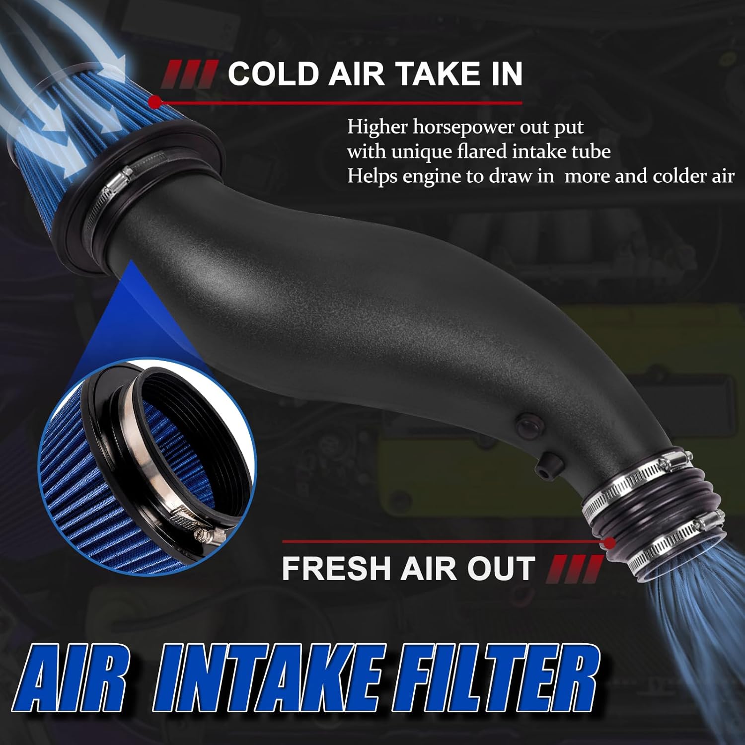 Cold Air Intake Pipe Kit Fit for Honda Civic 1992-2000 EG EK, for 1994-2001 Acura Integra DC (Blue+ABS)
