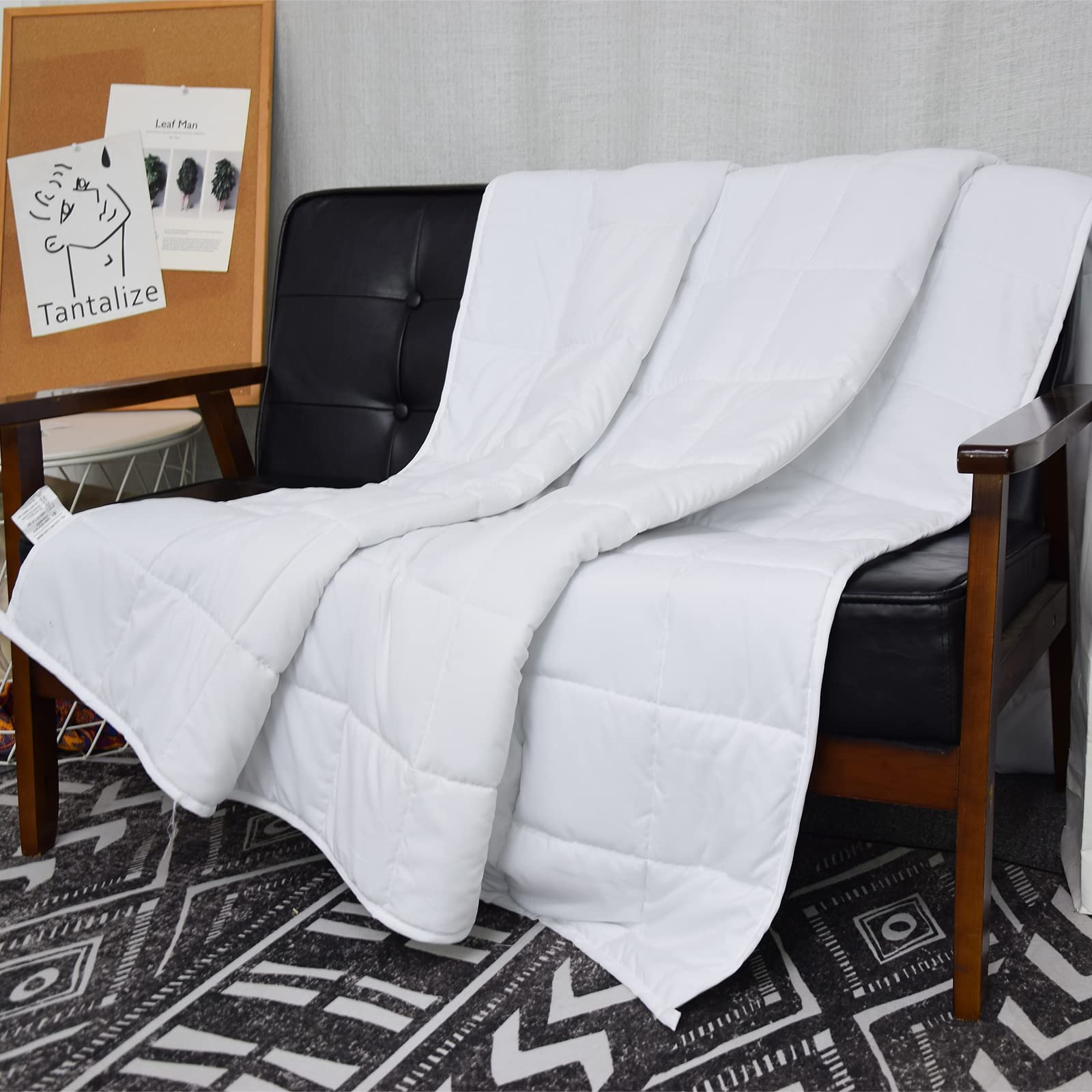 Gewichtete Decke, 6,8 kg, Doppelbettgröße, weiß, 121,9 x 182,9 cm, gewichtete Decken für Erwachsene, schwere Decke ist bequem und gemütlich