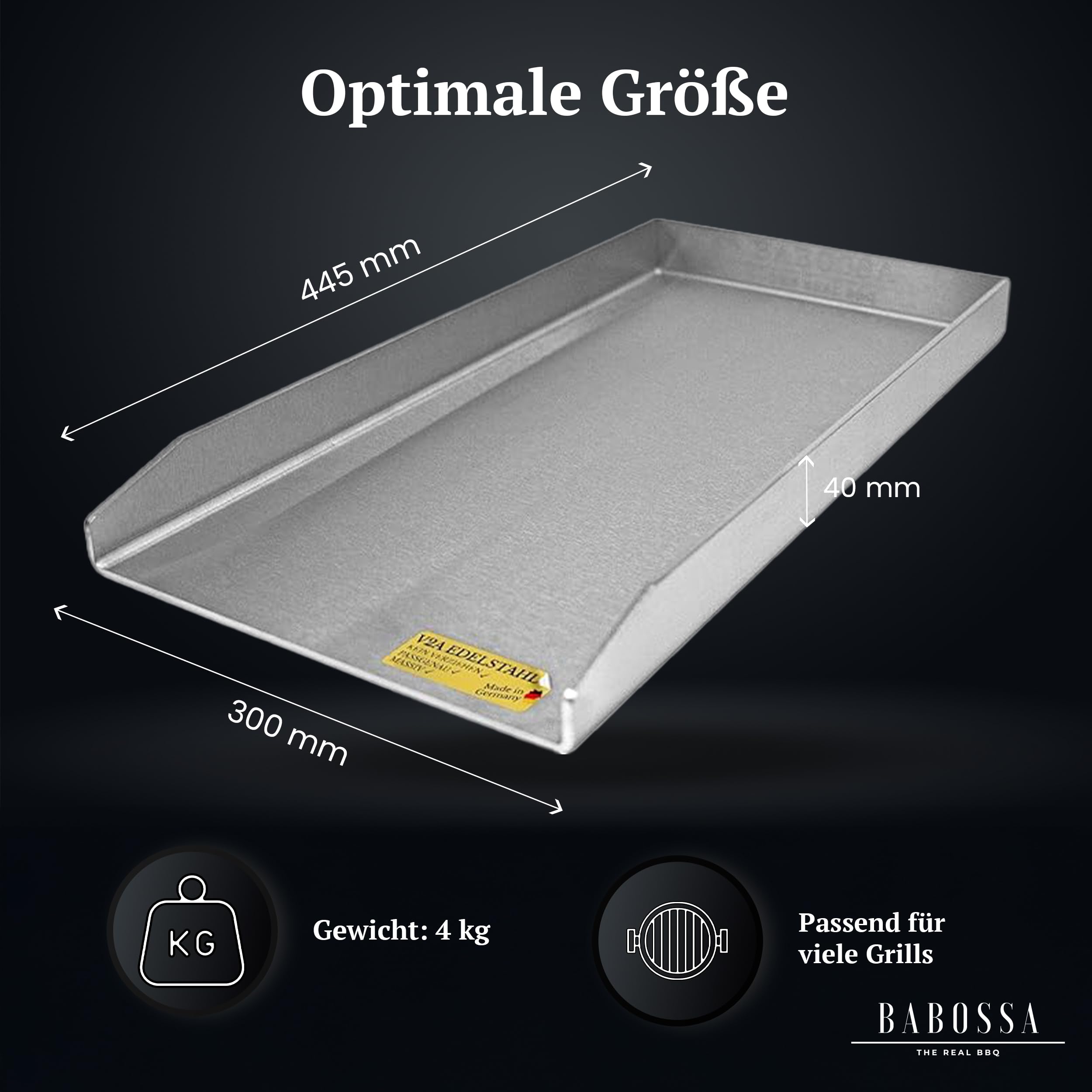 BABOSSA Premium Plancha Für Rösle Videro – 23,5 X 44,5 Cm, 4 Mm V2A Edelstahl, Rostfrei, Spülmaschinenfest – Perfekte Passform & Made In Germany BABOSSA Premium Plancha Für Rösle Videro – 23,5 X 44,5 Cm, 4 Mm V2A Edelstahl, Rostfrei, Spülmaschinenfest – Perfekte Passform & Made In Germany