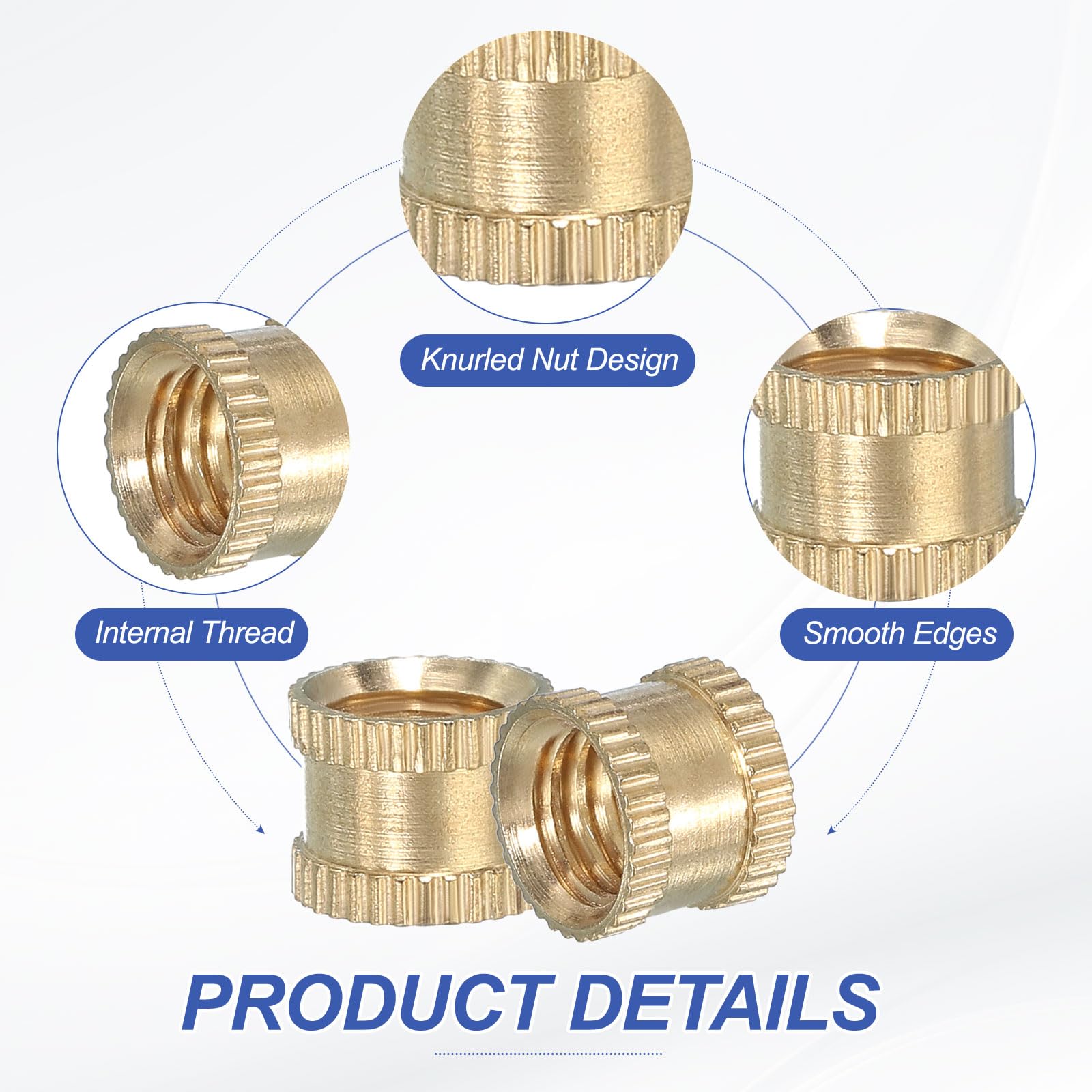 PATIKIL M8 Threaded Inserts, 20 Pcs Female Metric Brass Knurled Nuts Heat Set Insert for Plastic 3D Printing Components (M8x8x10mm) - Image 3