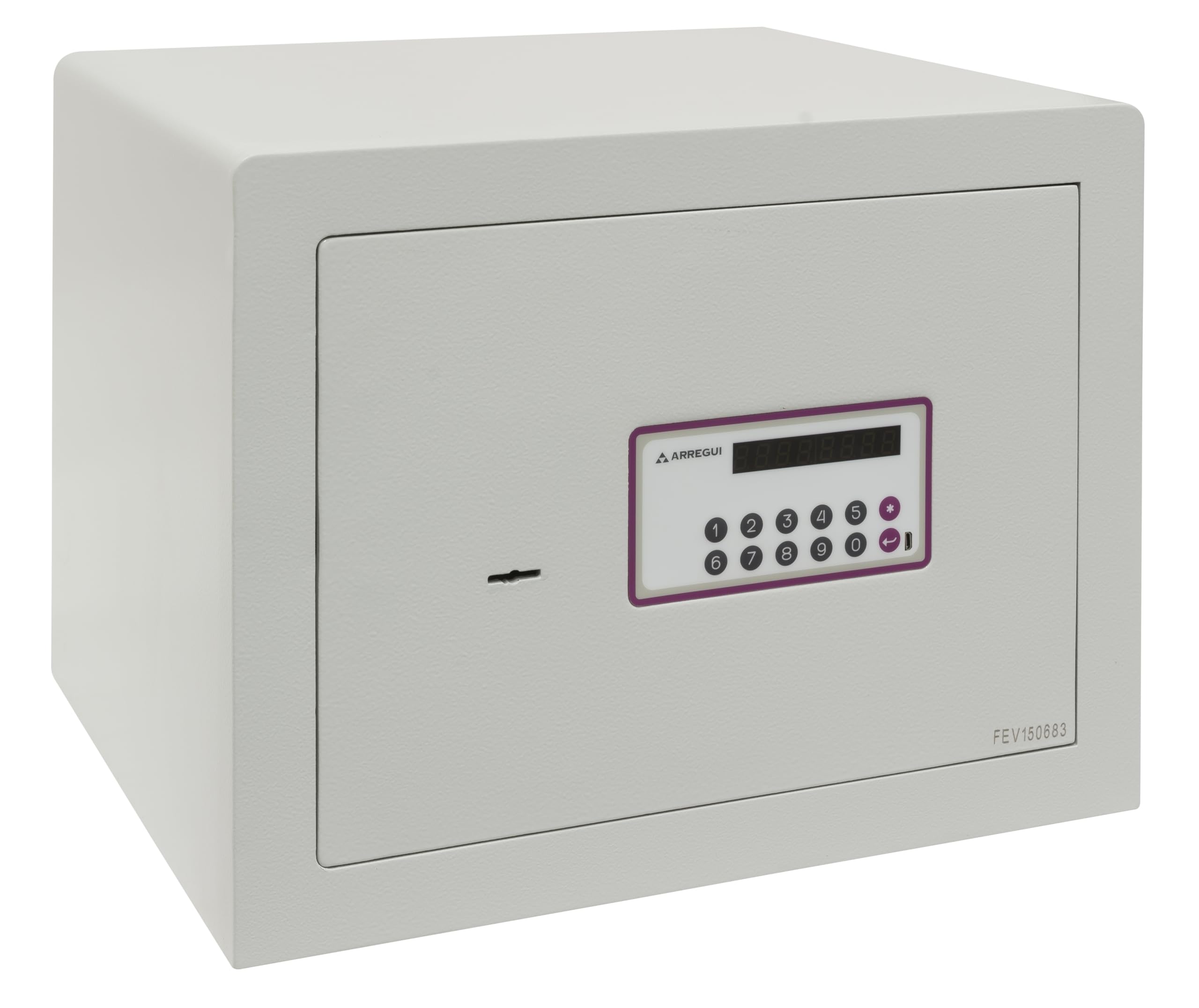 ARREGUI Forma Evolution 150050 Caja fuerte con llave y codigo, facil de usar | Caja de seguridad, apertura con teclado y llave | Caja fuerte electronica para casa, doble seguridad | 32x42x36 cm | 40L