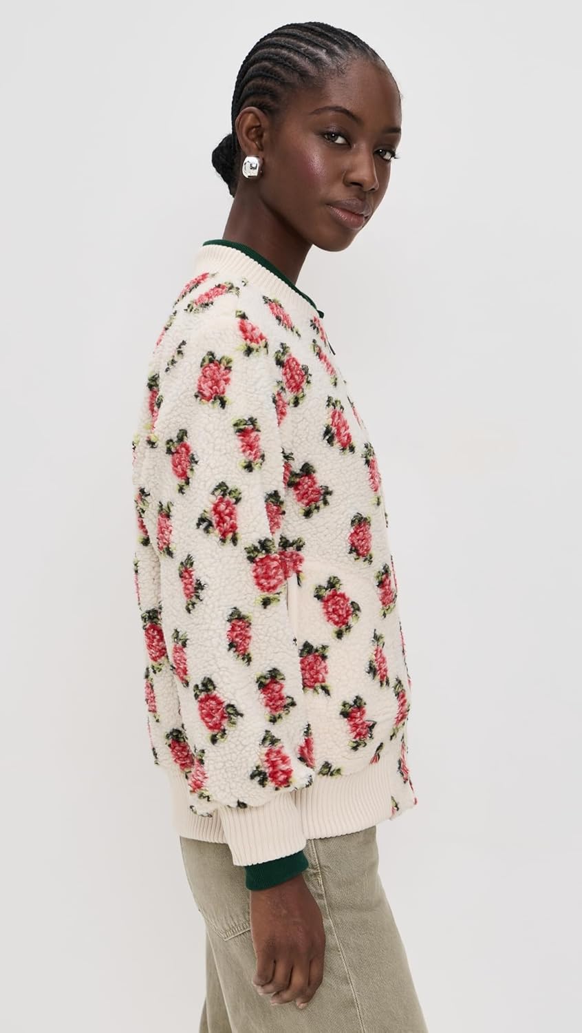 THE GREAT. Women's The Zip Front Plush Bomber Jacket - Image 5