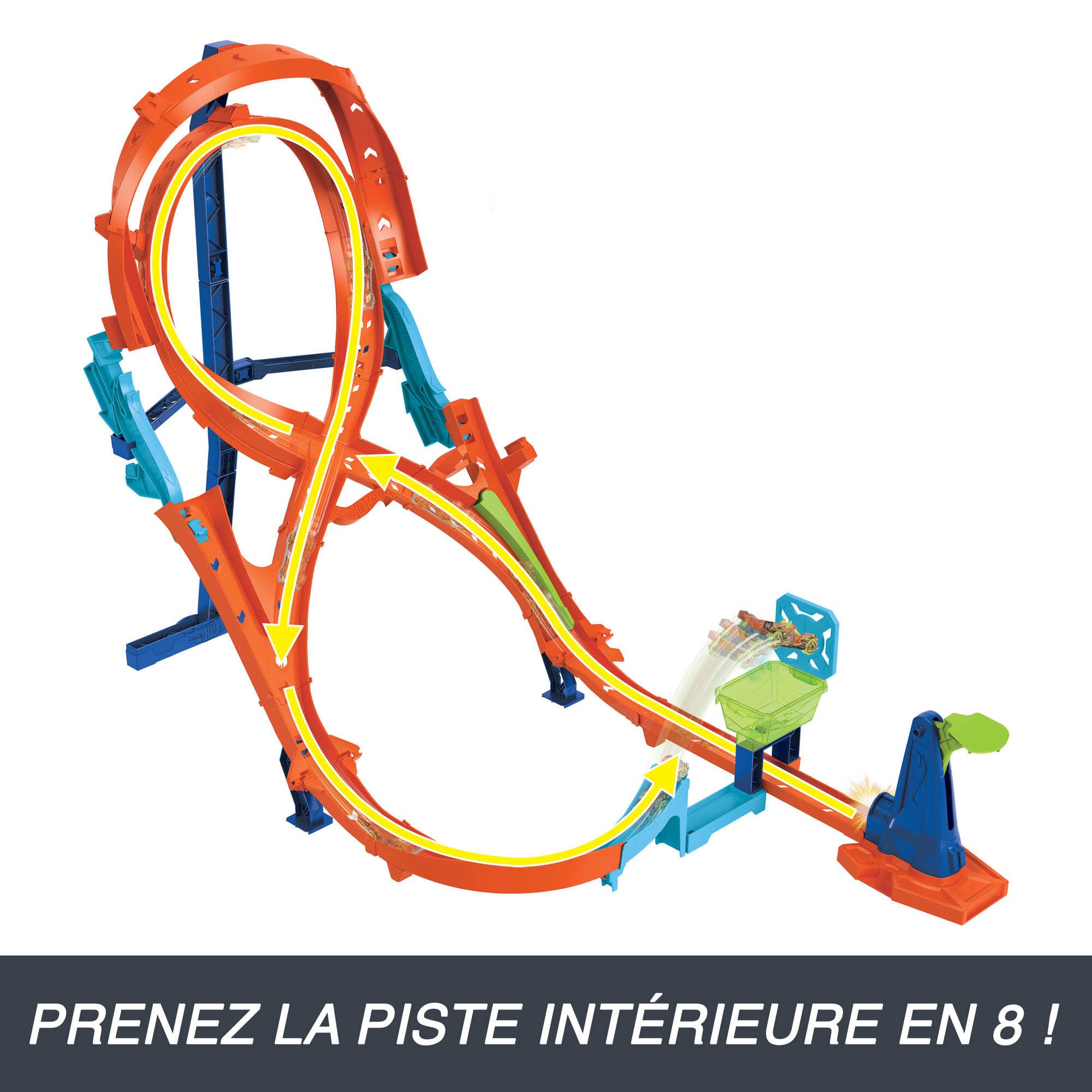 Hot Wheels Coffret Cascade Grand Huit (60Cm Hauteur) Courses Et Cascades, avec 2 Pistes, 1 Voiture Pliable, Jouet Enfant, Dès 4 Ans, HMB15