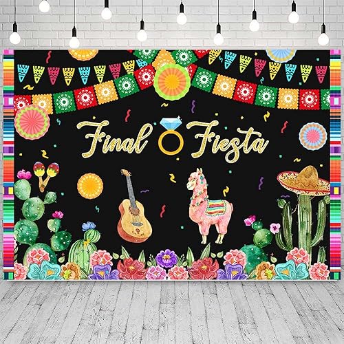 Miniatura 2 de Telón de fondo de fiesta de despedida de soltera de 8 x 6 pies para mujer, temática tropical mexicana, fanáticos de papel, cactus y vaquero,