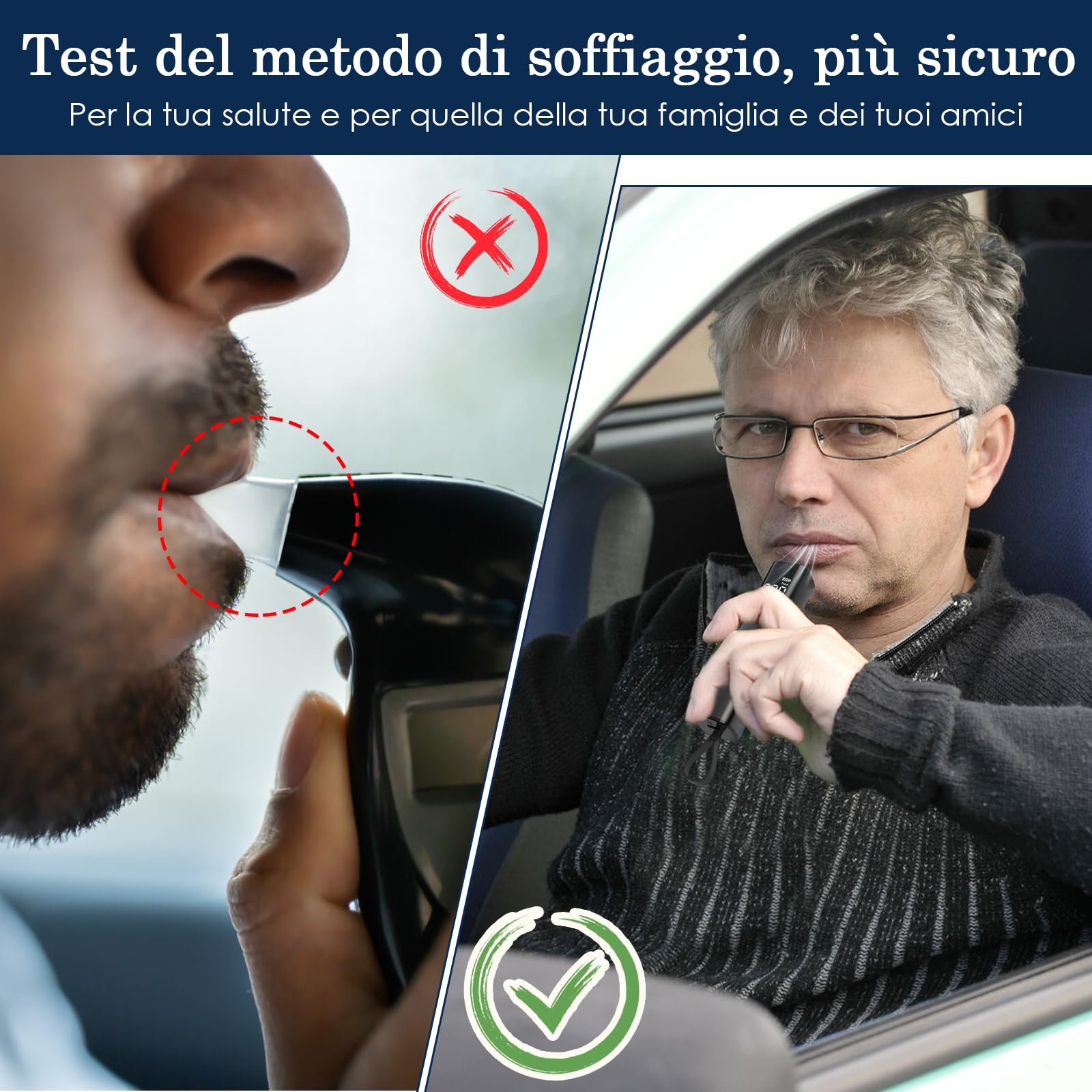Etilometro Portatile Certificato Con Display LCD – Senza Boccerini, Allarme Sonoro E Ricarica USB