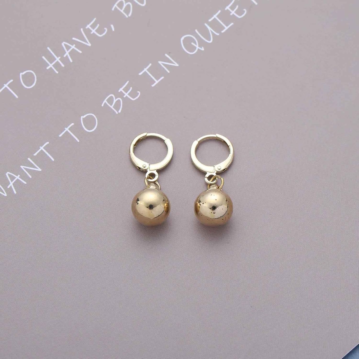 Boho Small Ball Dangle Earrings Gold Hoop Huggie Earrings Round Ball Bead Drop Earring Tiny Polished Balls Earring Jewelry for Women - Image 7