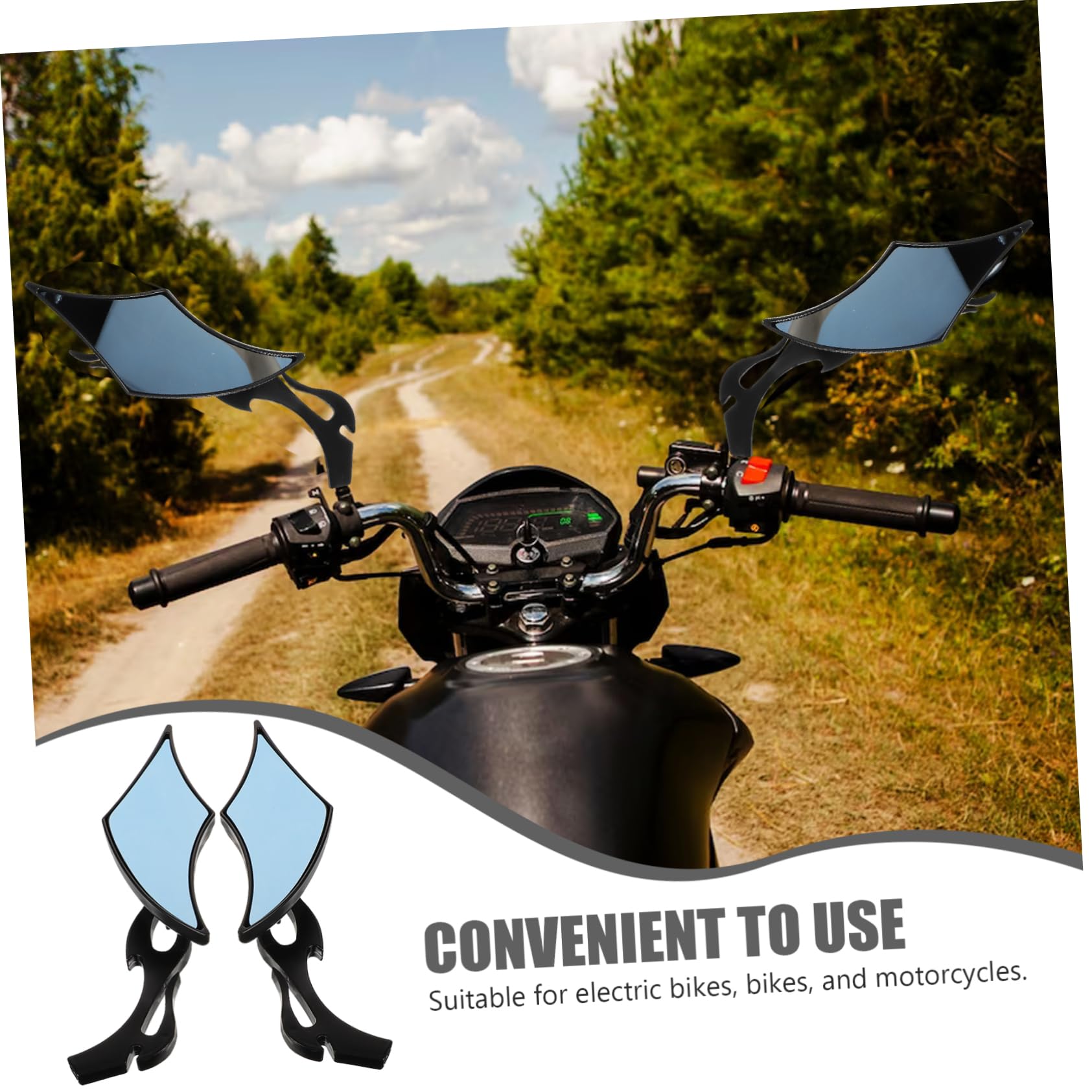 Rétroviseurs de Guidon Noir pour Moto et Vélo Électrique Lot de 2 Abs et Verre, Installation Facile Large Compatibilité