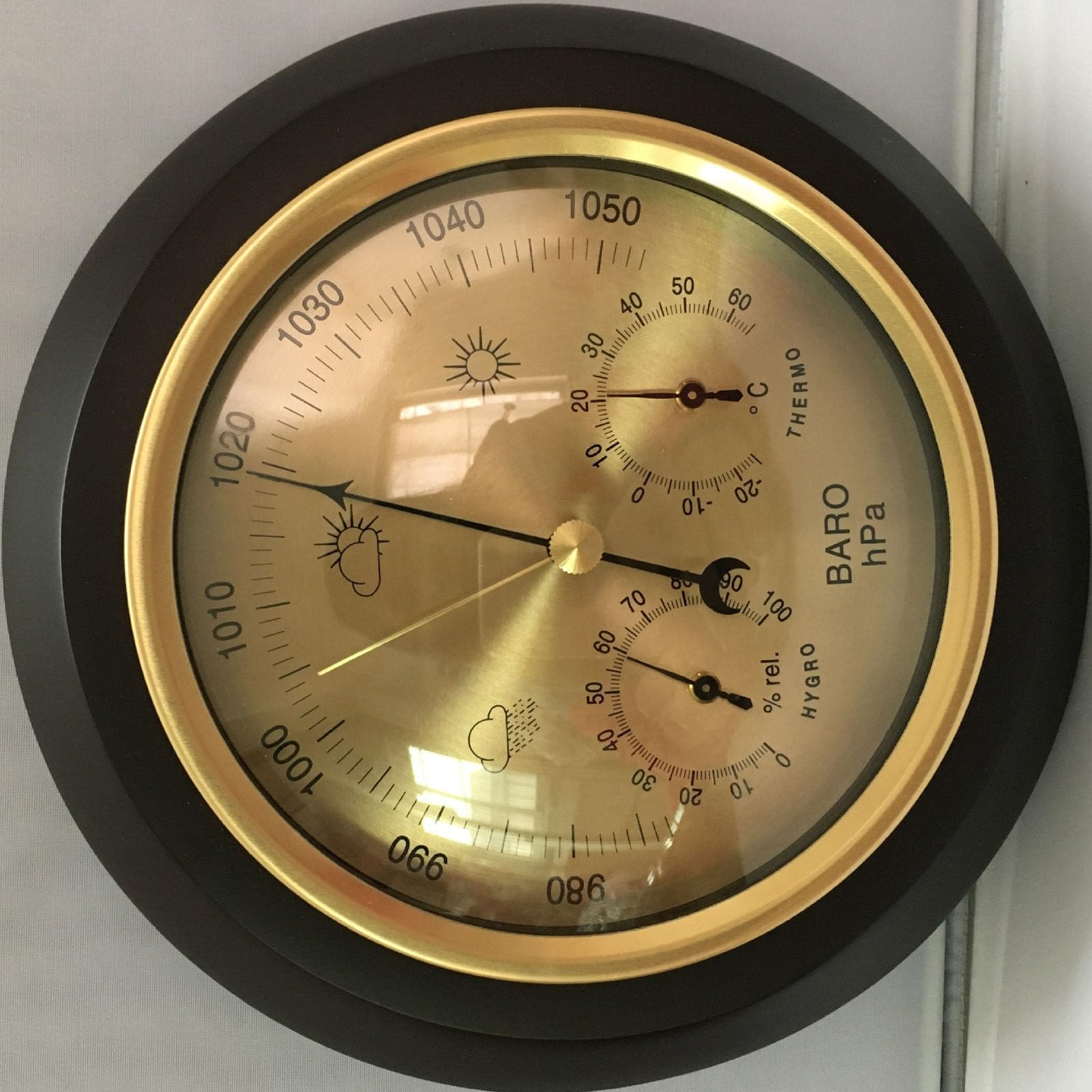 Barometr wewnętrzny, termometr, higrometr, manometr barometryczny, manometr atmosferyczny 180 mm, miernik temperatury i wilgotności, do ściany domu, łodzi rybackiej, pokój (A)