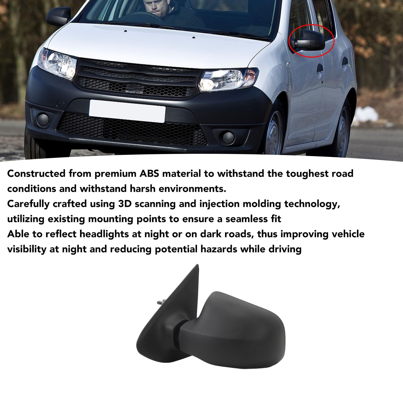 Specchietto Retrovisore Esterno Pieghevole Manuale Per Dacia Sandero Stepway MK2 (2013-2016) – Lato Destro, 963021832R