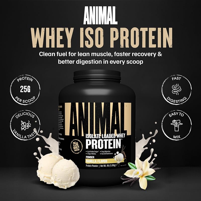 Animal Whey Isolate Protein Powder, 25G High Protein | Vanilla 4LB image 2