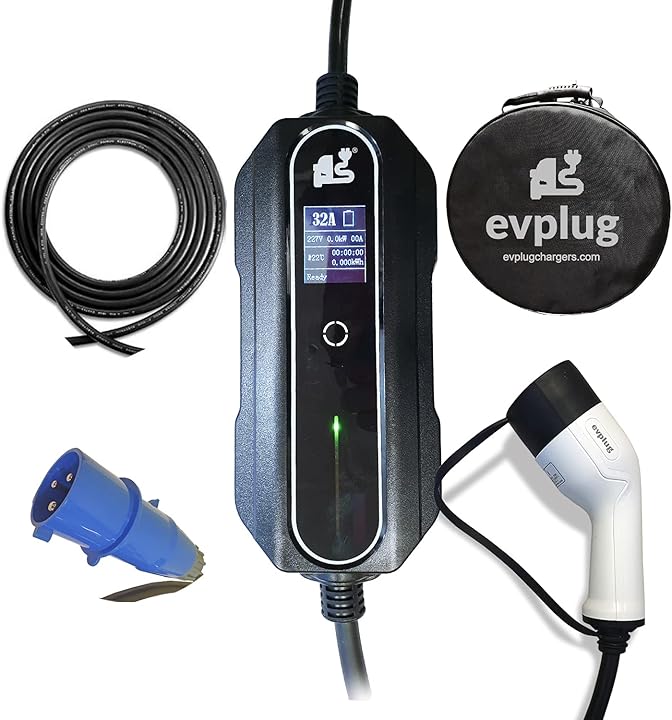 Caricatore portatile auto evplug tipo 2 da 5 metri e 32 a 7.4kw | tipo 2 iec 62196-2 | (tipo2 / 7 4kw / 5m) EV30003