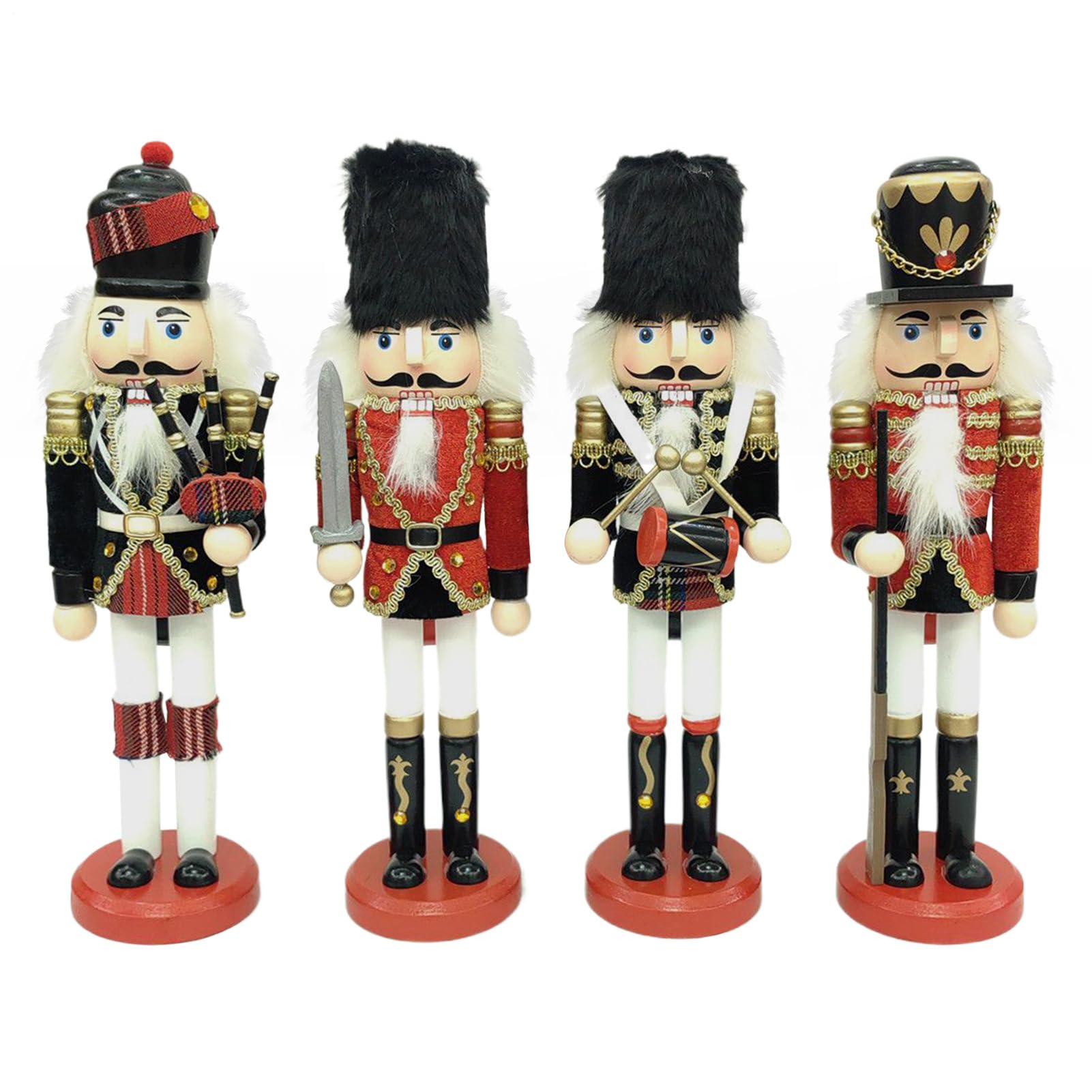 Casse-Noisettes de Noël | Figurine Soldat Casse-Noisette Décor | Bureau - Ensemble de 4 Décorations de Noël en Bois pour Cuisine Table à Manger Chambre Séjour Bureau Résidence Étudiante