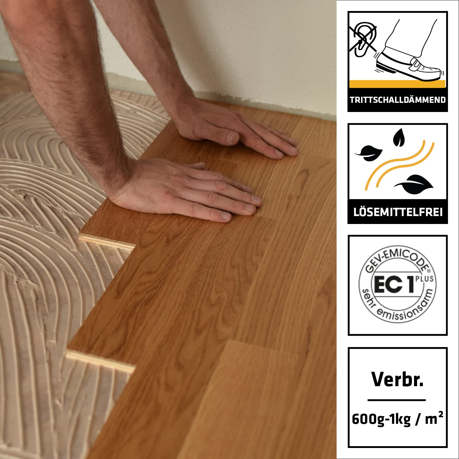 Sika – Parkettkleber – SikaBond 54 Parquet - Parkettbraun – Mehrschichtparkett/Massivparkett - Schnellhärtend - Verarbeitungsfertig - Sehr emissionsarm – Lösemittelfrei - 13 kg