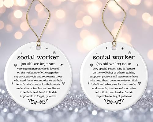 Miniatura 3 de Adorno de Navidad para trabajador social, regalo de diccionario de definición de trabajador social, mejor trabajador social de todos los tiempos,