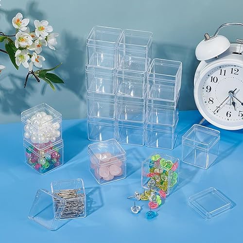 Miniatura 5 de BENECREAT Paquete de 18 recipientes cuadrados de plástico de alta transparencia para suministros de belleza, cuentas pequeñas, joyas y otros objetos
