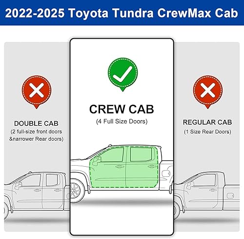Miniatura 4 de Estribos de 3.5 pulgadas compatibles con Toyota Tundra CrewMax Cab 2022, 2023, 2024, 2025, 2026, con 4 puertas de tamaño completo. Escalones