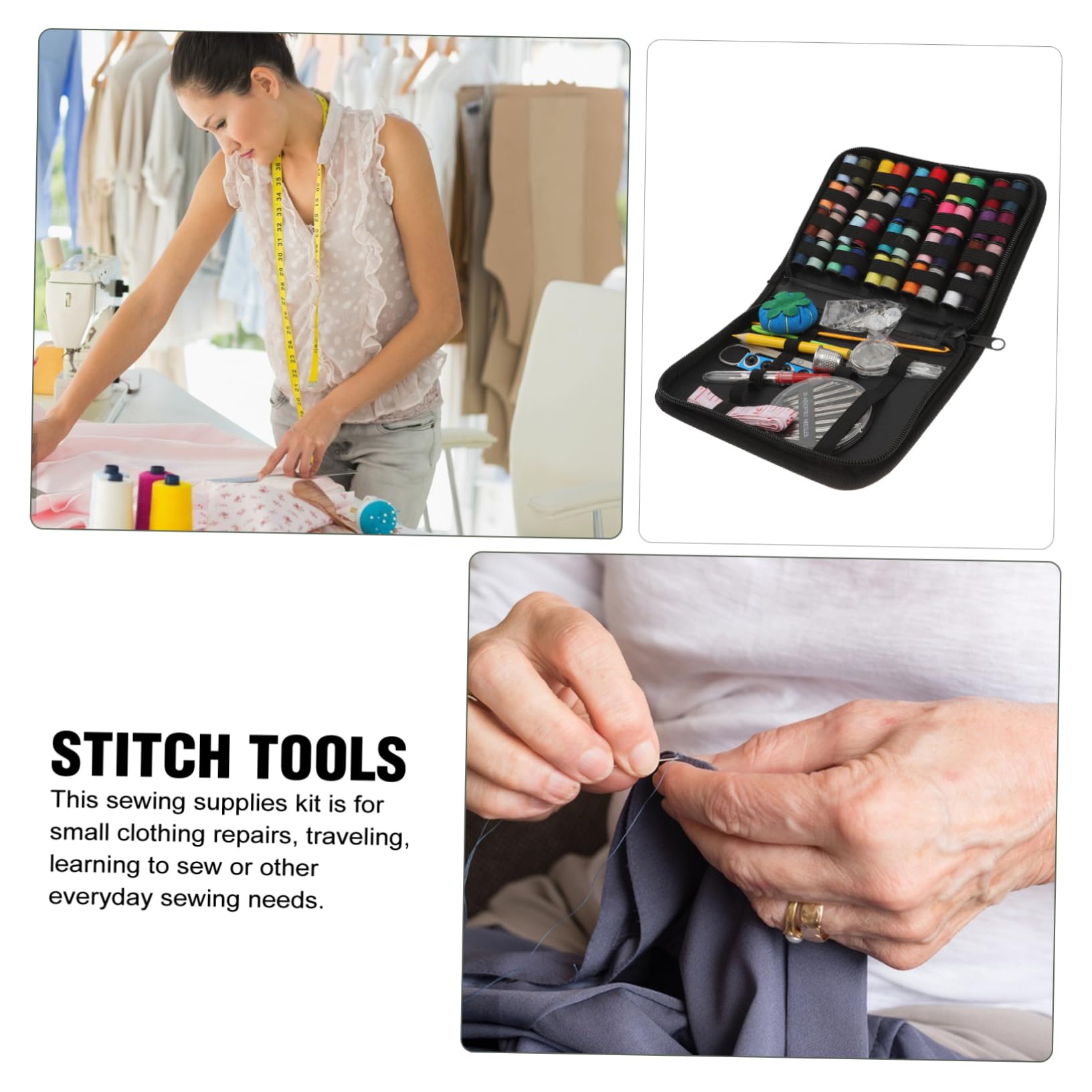 Beatifufu Tailor Sewing Tool 1 Set Mini Sewing Kit Sets Needle Kit Storage Pack Random Color