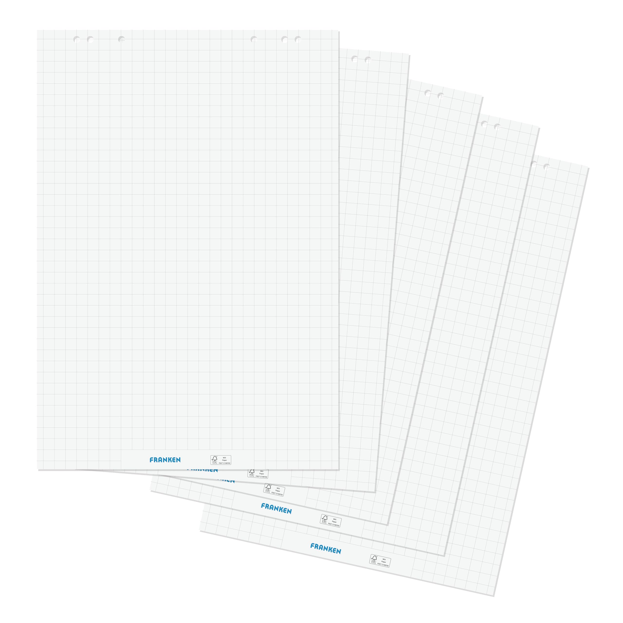 FRANKEN F2130 Papier pour tableau à rabat réversible 80 g/m² à carreaux et vierges 100 feuilles FSC