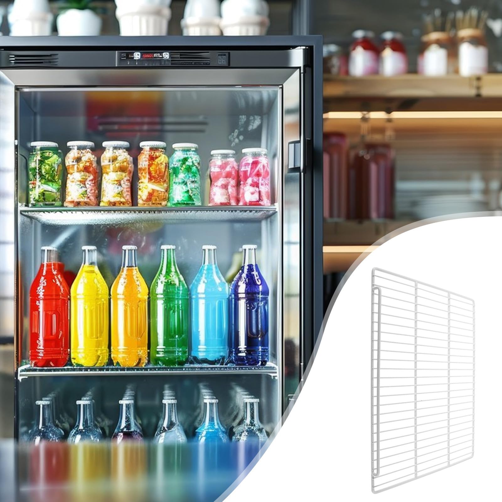 Mobestech Ripiano per Frigo in Acciaio Bianco, Divisorio per Freezer 1 Pz | Griglia Bordi Aperti, Portata Elevata, Facile da Pulire, Spazio Regolabile per Scaffale Interno